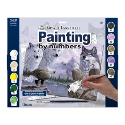 Image of Royal &amp; Langnickel 11 x 15 inch Wolves Pre Printed Paint by Number Painting Set