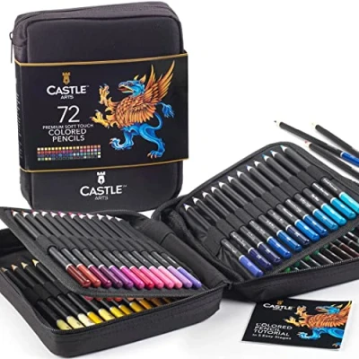 Image of Castle Art Supplies 72 Colouring Pencils Zipper Case Set Quality Soft Core Coloured Leads for Adult Artists, Professionals and Colourists In Neat, Strong Carry Anywhere