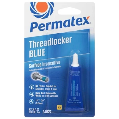 Image of Permatex 24027 Surface Insensitive Threadlocker: Threadlocking Adhesive for Medium to High Strength Metal Threaded Assemblies, Easy Disassembly, Vibration Loosening Prevention, Oil Resistant Blue, 6ml