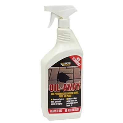 Image of Everbuild Oil Away Ready To Use Remover For Hard Surfaces Spray Bottle Green/Yellow 1 Litre
