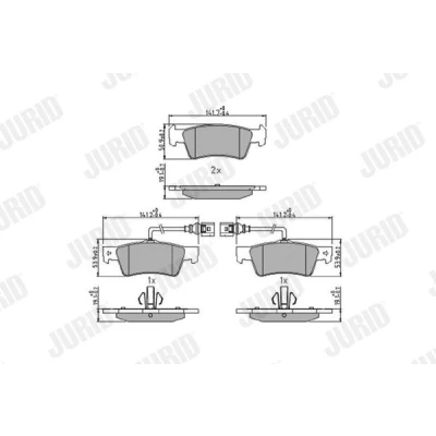 Image of 7L6698451 Brake pad set JURID 573301J incl. wear warning contact with piston clip without accessories VOLKSWAGEN: Touareg I, PORSCHE: Cayenne
