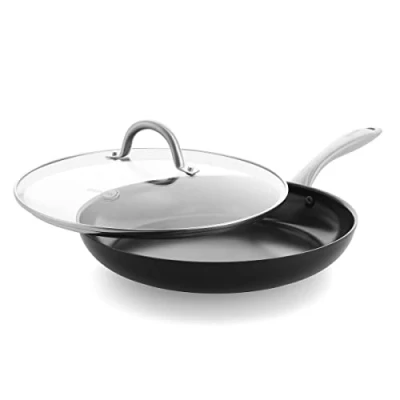 Image of GreenPan Lima Midnight Hard Anodized Healthy Ceramic Non Stick 30 cm Frying Pan Skillet, PFAS Free, Induction Suitable, Oven Safe, Black