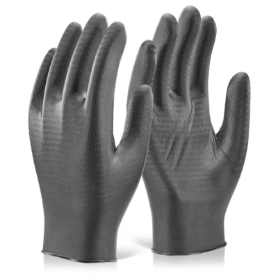 Image of NITRILE DISPOSABLE GRIPPER GLOVE POWDER FREE BL L (9)