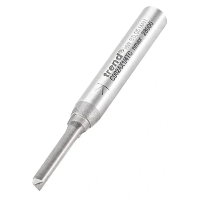 Image of Trend CraftPro Straight Two Flute Router Cutter Bit, 1/4 Inch Shank, 4mm Cut Diameter &amp; 16mm Length, Tungsten Carbide Tipped, C002AX1/4TC