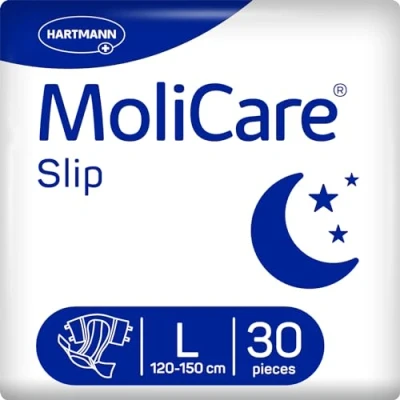 Image of MoliCare Slip Night Disposable Incontinence for Women and Men with Severe Urine Stool Incontinence, Reclosable, Size L (100 150 cm), Pack of 30