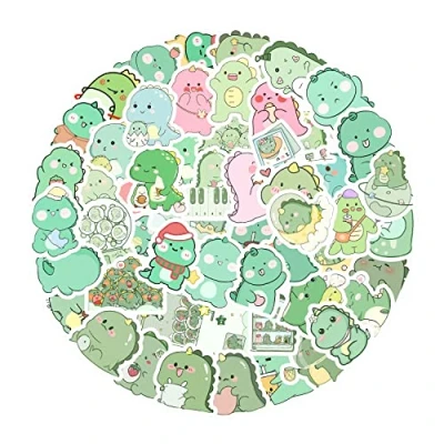 Image of Cartoon Dinosaur Stickers for Kids Teens Adults Boys Girls Gift,50 Pcs Pack Skateboard,Luggage,Car,Bike,Cup,Computer,Laptop, Water Bottle Decor,Dinosaur Vinyl Waterproof Sticker Decals