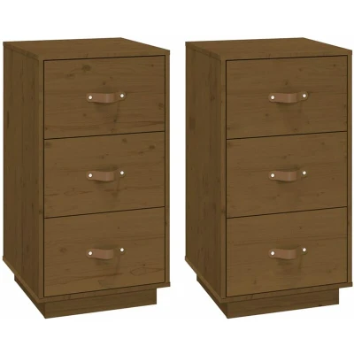 Image of vidaXL Bedside Cabinets 2 pcs Honey Brown 40x40x75 cm Solid Wood Pine