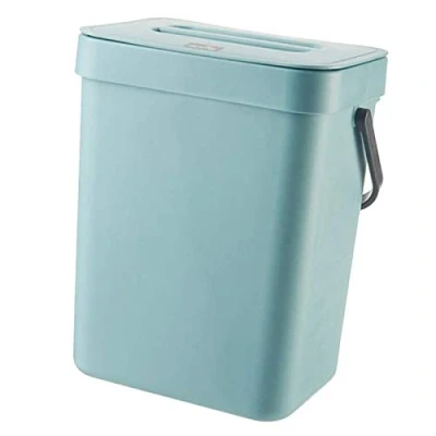 Image of Tubayia Hanging Rubbish Bin Plastic Waste for Kitchen, Bathroom (Blue, 5L)
