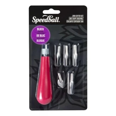 Image of Speedball Lino Handle, Carded, For Block Printing, Cutters #1 #2 #3 #5 #6, Red, #1, Cutting, Carving, Home, Adults, Children, Use With Water Soluble &amp; Oil Based Relief Ink