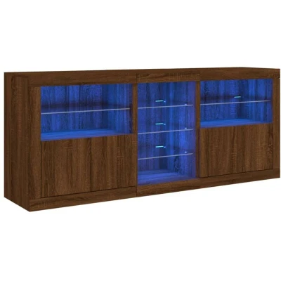 Image of vidaXL Sideboard with LED Lights Brown Oak 181.5x37x67 cm