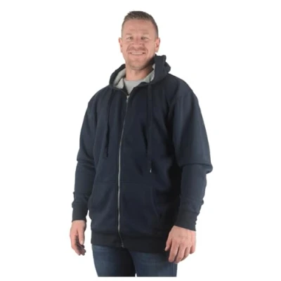 Image of Forge Big Mens Navy Blue Thistle Zip Hoodie Tall Oversized Casual for Sizes 2XL 3XL 4XL 5XL 6XL 7XL 8XL, Size :