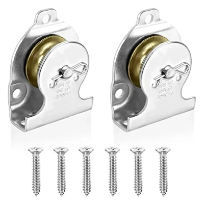 Image of 2pcs Single Pulley Galvanised Fixed Roller Block Ball Bearing Swivel Lifting Rope Pulley, for Traction Steel Wire Nylon Cable Crane Gym Exercise, Safe Load 190kg, with Screws