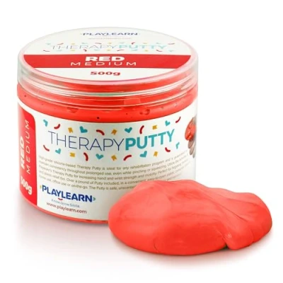 Image of Large Tub Therapy Putty Soft/Medium Resistance Squeezable Non Toxic, Hand Exercise, Colour Coded Red for Adults &amp; Children 500g (17oz)