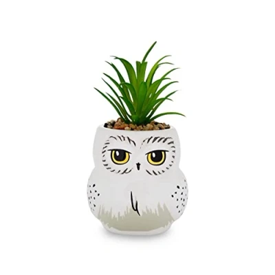 Image of Harry Potter Hedwig 3 Inch Ceramic Mini Planter with Artificial Succulent