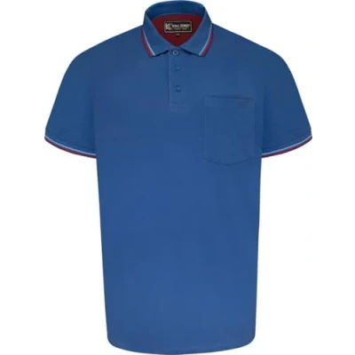 Image of Kam (KBS5400C Kbs Mens Big Size Tipped Polo Shirt with Pocket in Blue 5XL