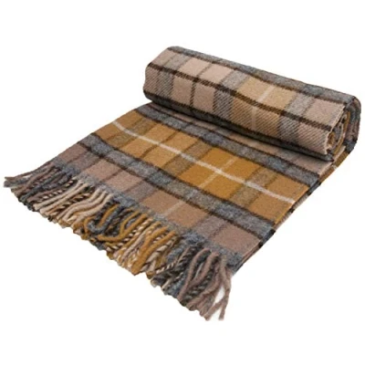 Image of Tweedmill Textiles Natural Buchanan Tartan Knee Rug Pure New Wool British Made