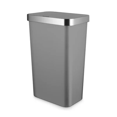 Image of Tower T838028GRY Rectangular ABS Sensor Bin with Liner Retainer Ring, 50L, Grey