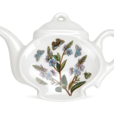 Image of Portmeirion BG07190 Botanic Garden Teabag Tidy/Spoon Rest Single, Ceramic, White,5.5 Inches