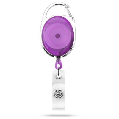 Image of Retractable Keyring extendable ID Holder Work Name Badge Card Premier yoyo Reel Purple (Pack of 1) It