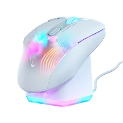 Image of Turtle Beach Kone XP Air Wireless Customizable Ergonomic RGB Gaming Mouse, Bluetooth, 19K DPI Optical Sensor, 100h Battery &amp; Charging Dock, AIMO Lighting, 4D Wheel White