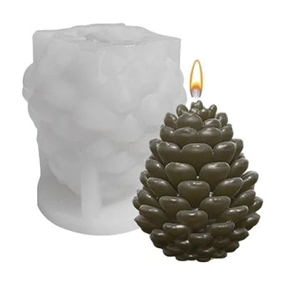 Image of Candle Molds Pine Cone Mold Acorn Silicone 3D Resin Casting for Making Art Crafts Mould Wax Candles, Soaps