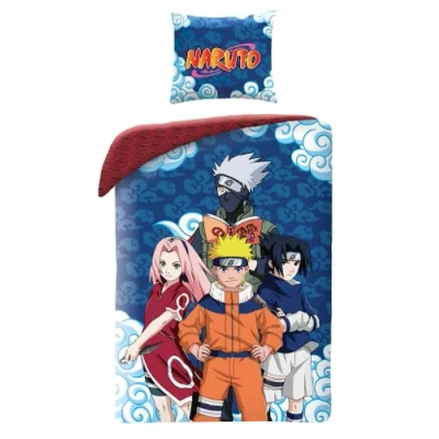 Image of Halantex NARUTO 4 CHARACTERS Kakashi Sasuke Sakura Cotton Bedding Set Duvet Cover 140 x 200 cm and Pillowcase 70 90 Multicolor, (NA 3257BL)