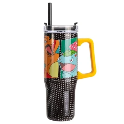 Image of Pokémon 940mL/33oz Double Walled Vacuum Insulated Stainless Steel Tumbler Cup with Handle and Straw, Reusable for Cold Hot Drinks