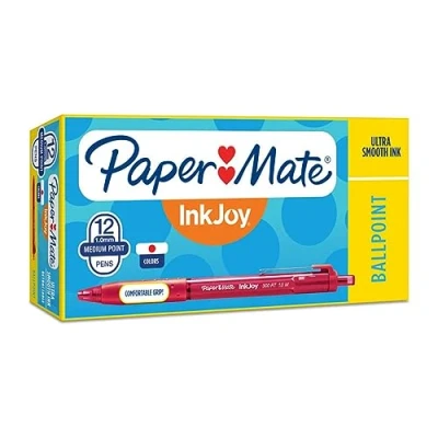 Image of Paper Mate Inkjoy 300RT Retractable Ballpoint Pens, Pack of 12 (12 Medium, Red)