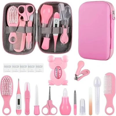 Image of Baby Healthcare and Grooming Kit,Baby Essentials for Newborn,Portable Safety Care Set Boys Girls Pink