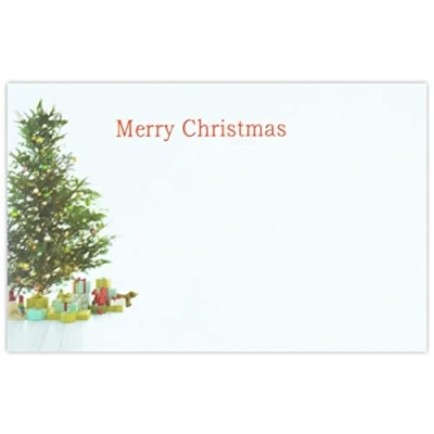 Image of celloexpress Merry Christmas (Tree &amp; Presents) Flower Message Cards 60mm x 90mm Florist Card Gift Notes (Pack of 50)