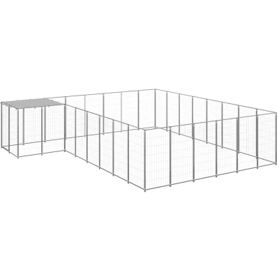 Image of vidaXL Dog Kennel Silver 15.73 m² Steel