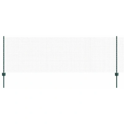 Image of vidaXL Welded Wire Fence with 22 U Posts Green 0.8x50 m Steel
