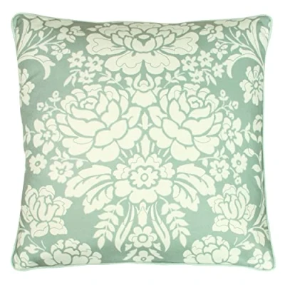 Image of Paoletti Melrose Floral Piped Feather Filled Cushion Green One Size