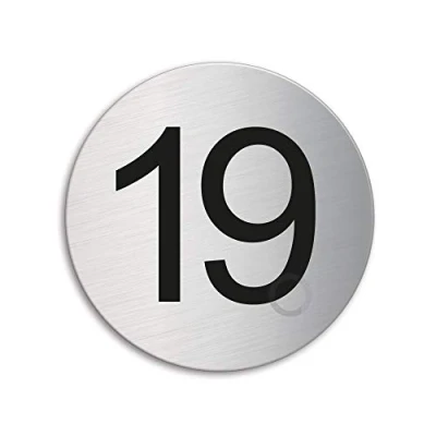 Image of Round room house mailbox number 19 brushed stainless steel no.40089