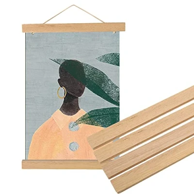 Image of Picture Poster Artwork Canvas Hanger Modern Magnetic DIY Wooden Photo Frame For Home Decoration Wall White Wood(21cm)