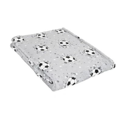 Image of Bedlam Football Fleece Blanket (120 x 150cm) Reversible Print Super Soft &amp; Cosy Throw with in Grey Bedroom Accessories