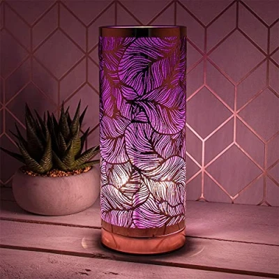 Image of lesser and pavey LP46018 Cylindrical Desire Aroma Lamp Rose gold &amp; Purple Leaf design 1 Pc, leaves, one size