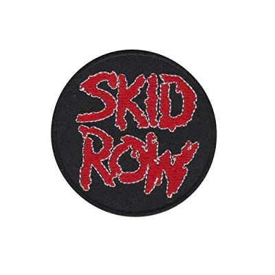 Image of Skid Row Round Hard Rock Hair Metal Band Patch Badge Embroidered Iron on Applique Souvenir Accessory
