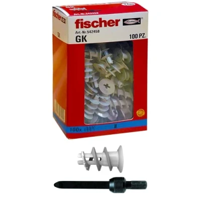 Image of Fischer 542458 Dowel for Plasterboard GX, Grey, Set of 100 Pieces