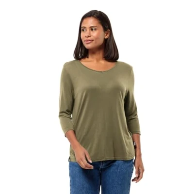 Image of Jack Wolfskin Women&#039;s Mola 3/4 T W Shirt, Bay Leaf, Large