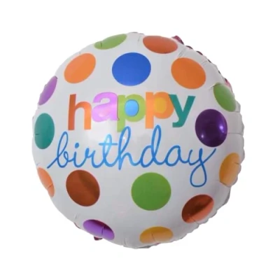 Image of White Dots Round Foil Balloon, 45cm