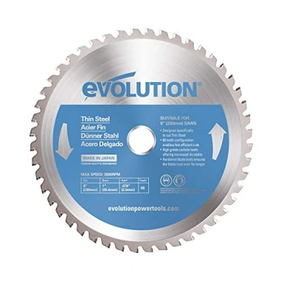 Image of Evolution Power Tools 230BLADETS Thin Steel Cutting Blade, 9 Inch x 68 Tooth, Blue