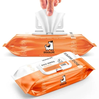 Image of Dog Grooming Wipes Fragrance Free Quick &amp; Easy Cleaning For Bums, Body, Paws, Eyes Ears! 100 Hypoallergenic