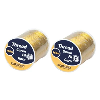Image of Korbond 320m Sewing Thread 2 x 160m Spools Gold Polyester Hand and Machine