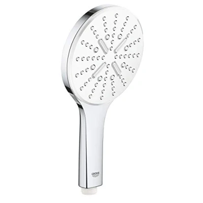 Image of GROHE Rainshower 130 Smartactive Hand Shower Water Saving 130mm Head with 3 Sprays Chrome Finish and White Spray Plate Made in Germany 26574LS0