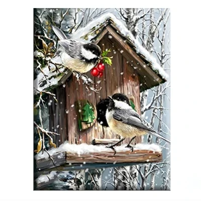 Image of Cukol Birds Cross Stitch Kits for Adults, Easy Counted Pre Printed Stamped Adults UK, 11ct 11 Count Patterns Set, Hand Embroidery Beginners Starter