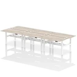 Image of Air B2B 1400x800mm Height Adjustable 6P Bench Desk CP Grey Oak/White