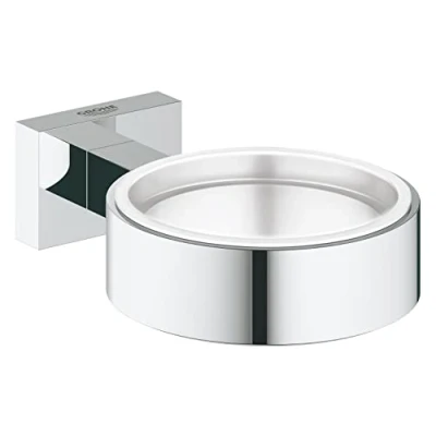 Image of GROHE Essentials Cube New Glass/Soap Dish Holder Chrome 40508001