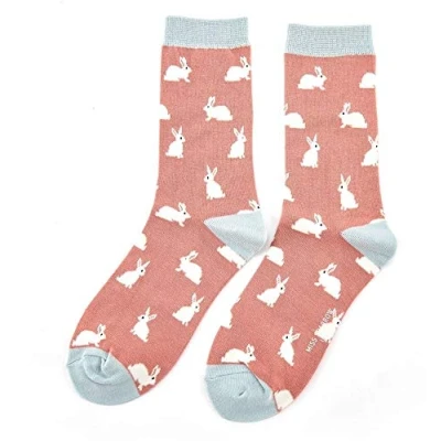 Image of LilyRosa® Rabbit Socks Ladies Bunny Rabbits Bamboo Cotton Blend Cute One Pair