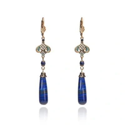 Image of Natural Lapis Purple Stone Drop Earrings Lovett &amp; Co